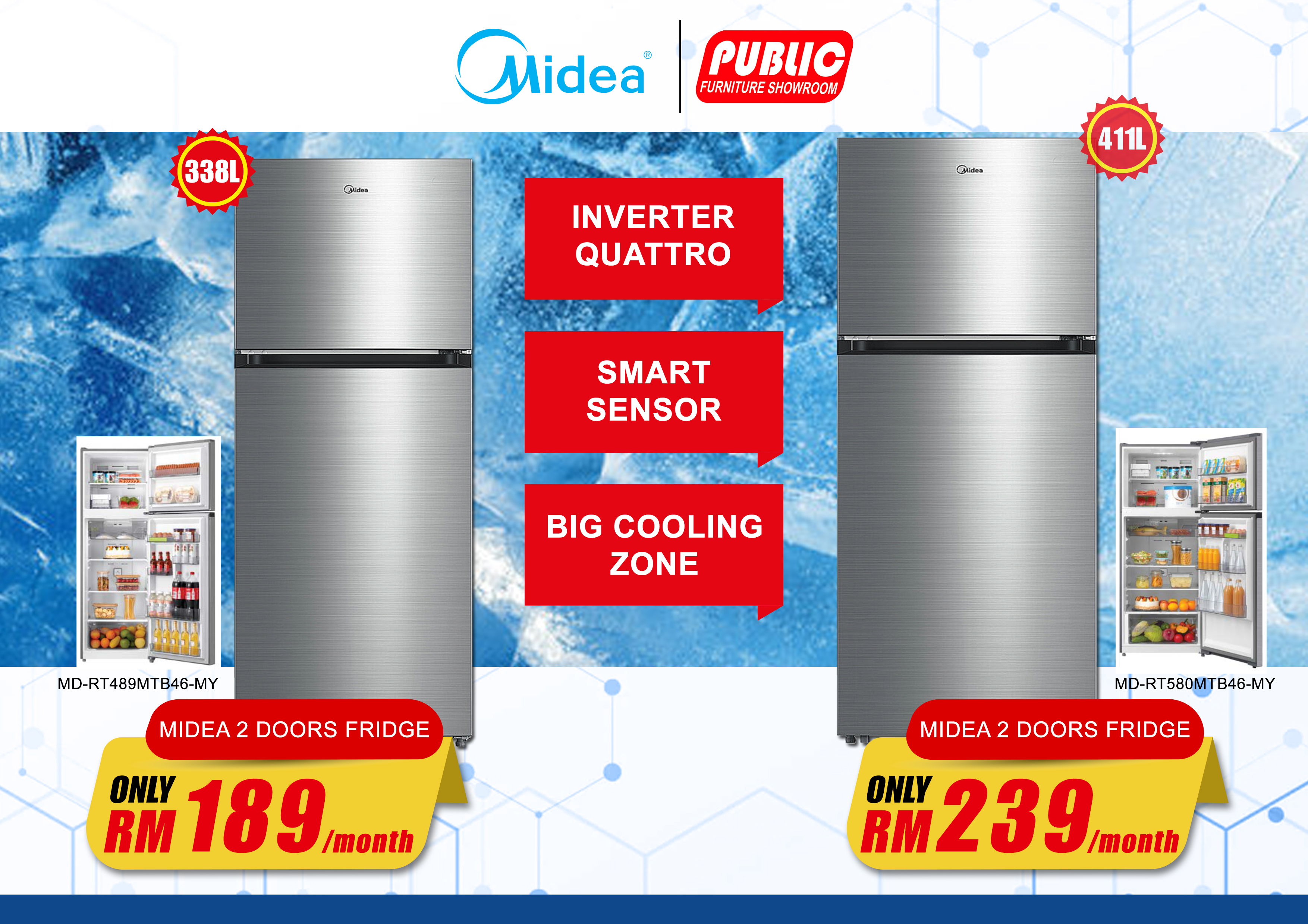 MIDEA 2 DOOR FRIDGE